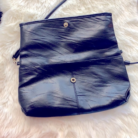 90’s Chi_Style Black Fold-Over Snap with Zipper Center Shoulder Bag By Loft - Picture 3 of 11